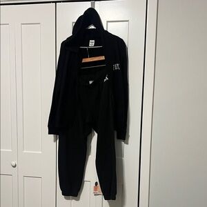 PINK Victoria's Secret Black Track Pants & Hoodie Set (M)